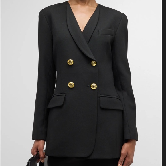 Smythe Collarless Double Breasted Blazer in Black - Picture 2 of 8